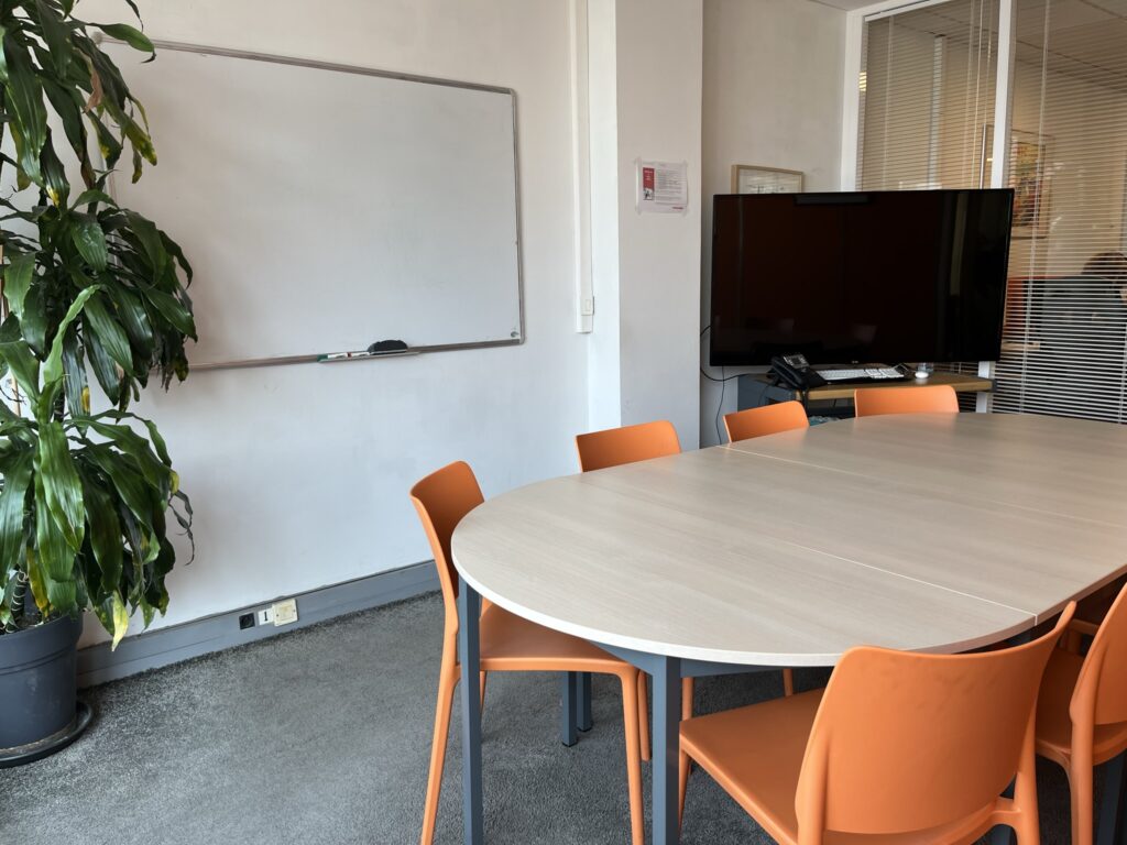 meeting room with projection screen